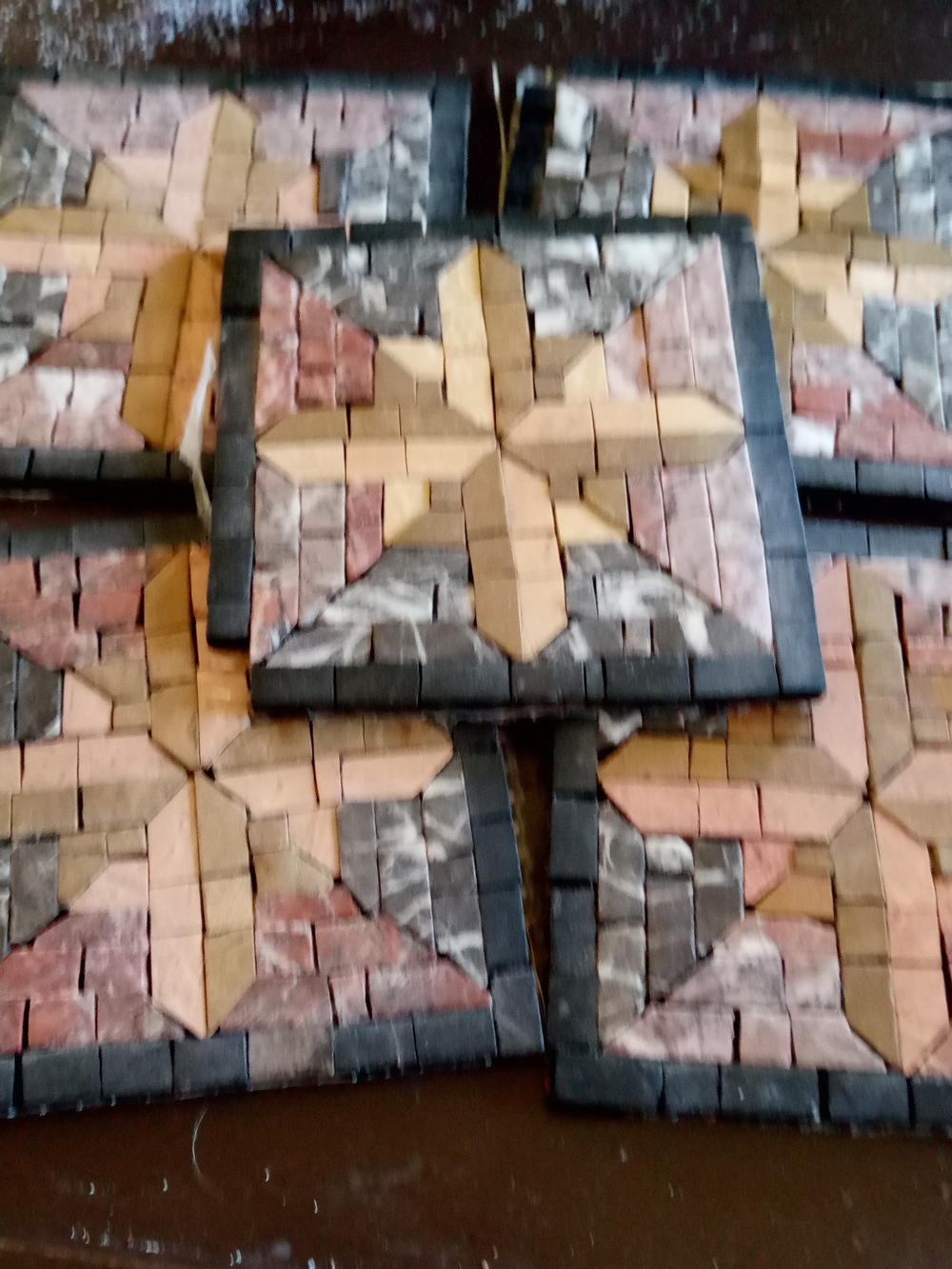 Jordan Mosaic Coasters in Beige, Black, Tan and Pink Tones